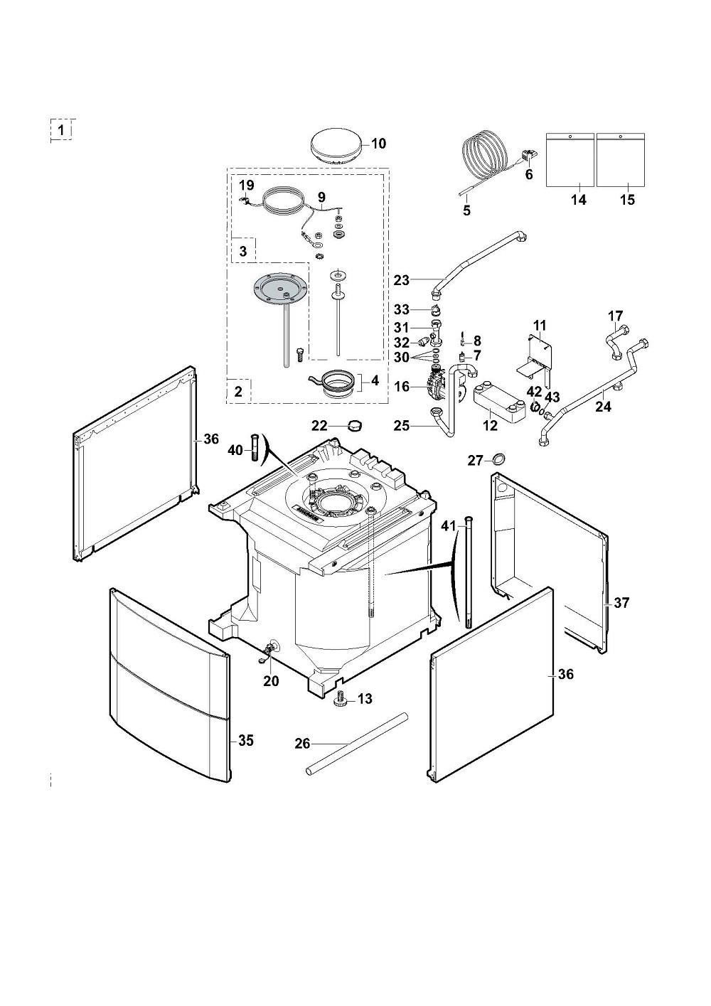 Schéma éclaté Vue Principale — Remeha Préparateur ECS 100 HL (100016430)